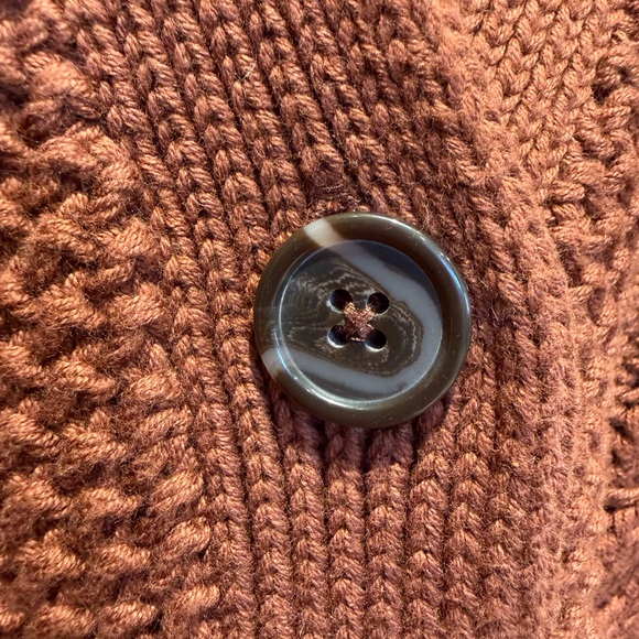 Quince 100% Organic Cotton Oversized Cable Knit Cardigan Redwood Brown Large - Picture 8 of 10